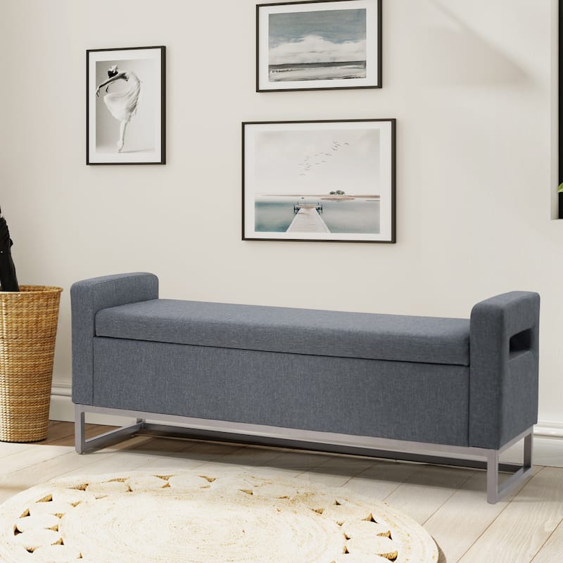 Diana Modern Upholstered Filp-Top Storage Bench with Sturdy Metal Legs