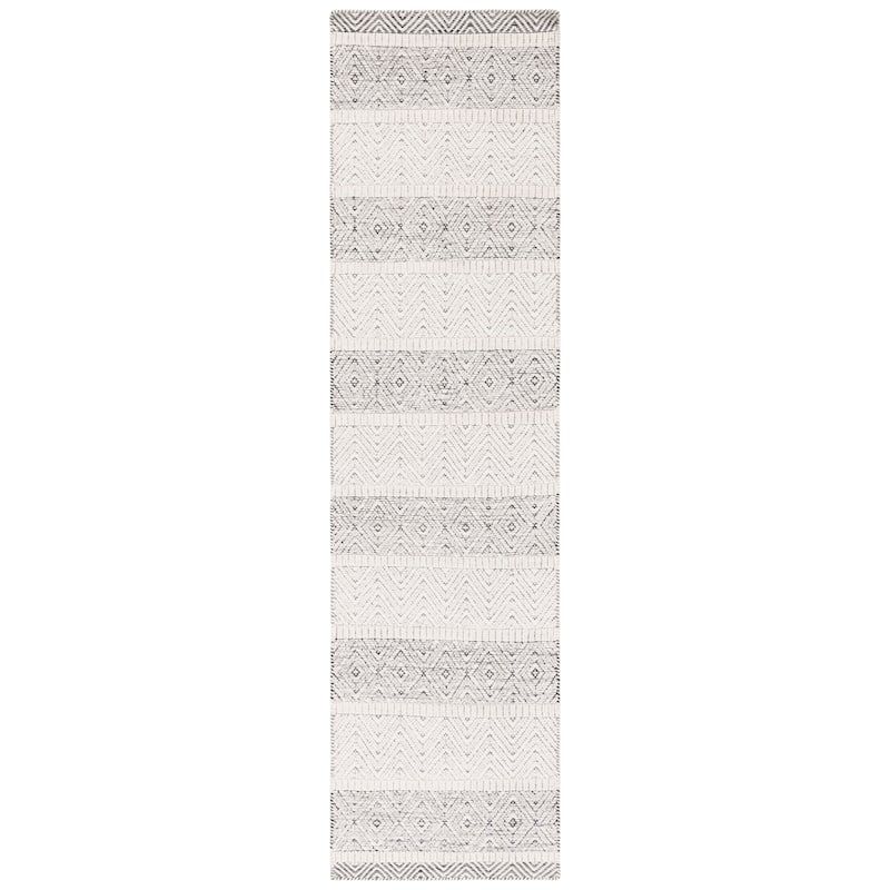 Martha Stewart by SAFAVIEH Handmade Marsona Wool Rug - 2'3" x 9' Runner - Ivory/Grey