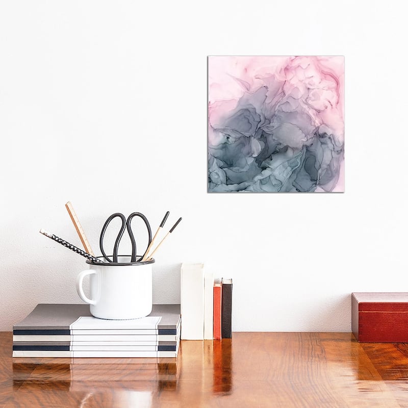 iCanvas "Blush & Paynes Gray Flowing Abstract" by Elizabeth Karlson Canvas Print - 12x12x0.75