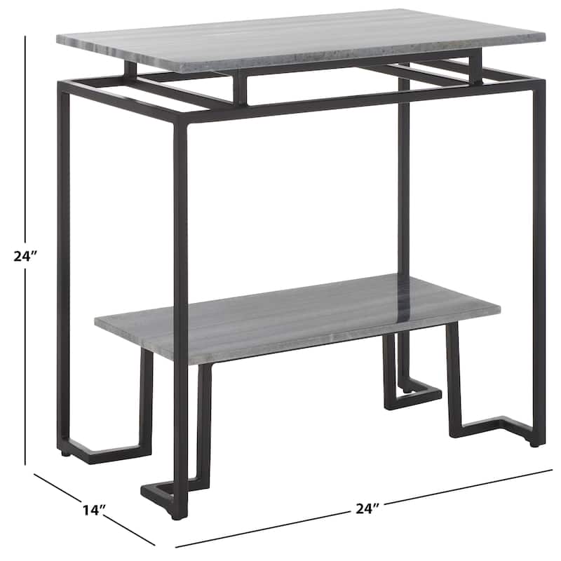 SAFAVIEH Malvina Single Shelf Rectangle Accent Table - 24" L x 14" D x 24" H - 24Wx14Dx24H - Grey Marble