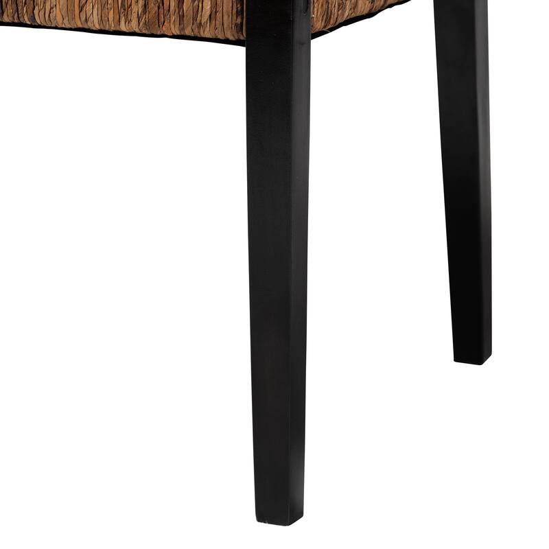 Raniya Handwoven Seagrass Dining Chair Set of 2- Solid Mango Wood Frame with Woven Seat and Backrest, Black