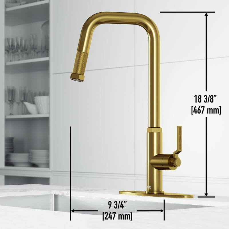 VIGO Hart Angular 18" H Single Handle Pull-Down Kitchen Faucet