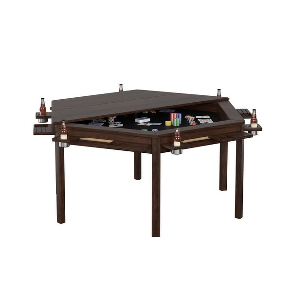 VEIKOUS Wood Board Game Table with Removable Top for Dining, Card