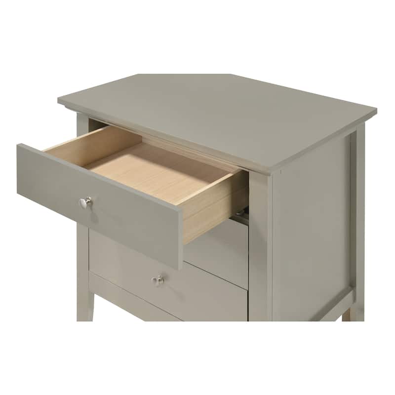 Silver Champagne Nightstand 26x24x18 with Three Spacious Drawers, Durable Bedside Table for Bedroom Storage and Modern Style