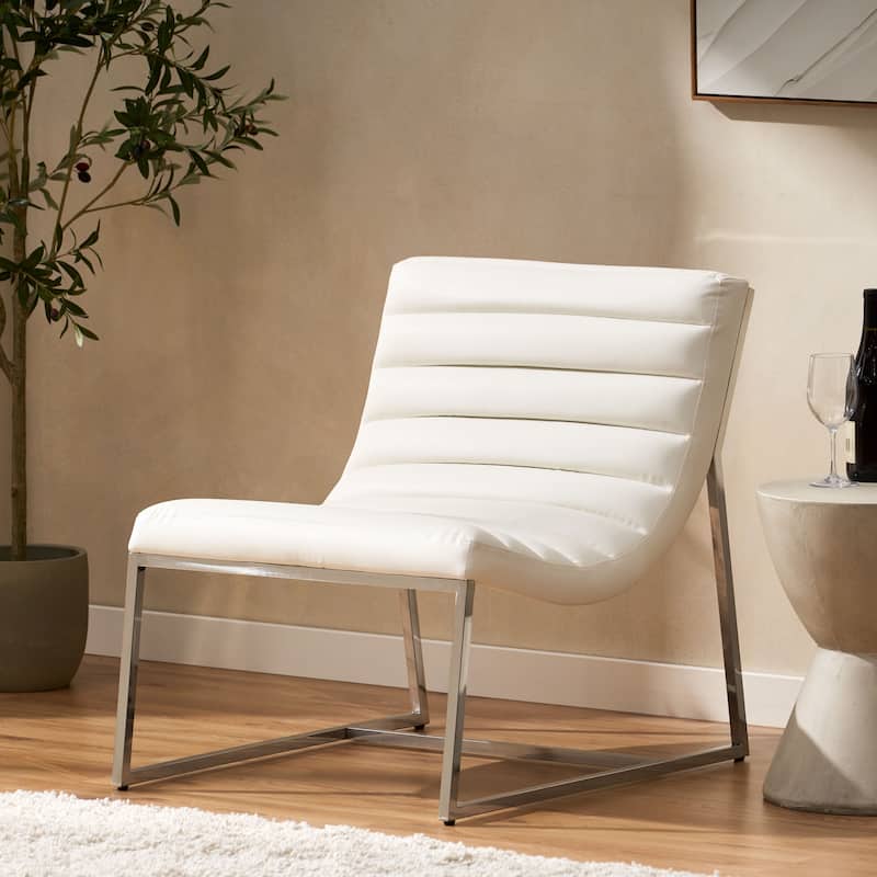Parisian White Leather Sofa Chair by Christopher Knight Home - White