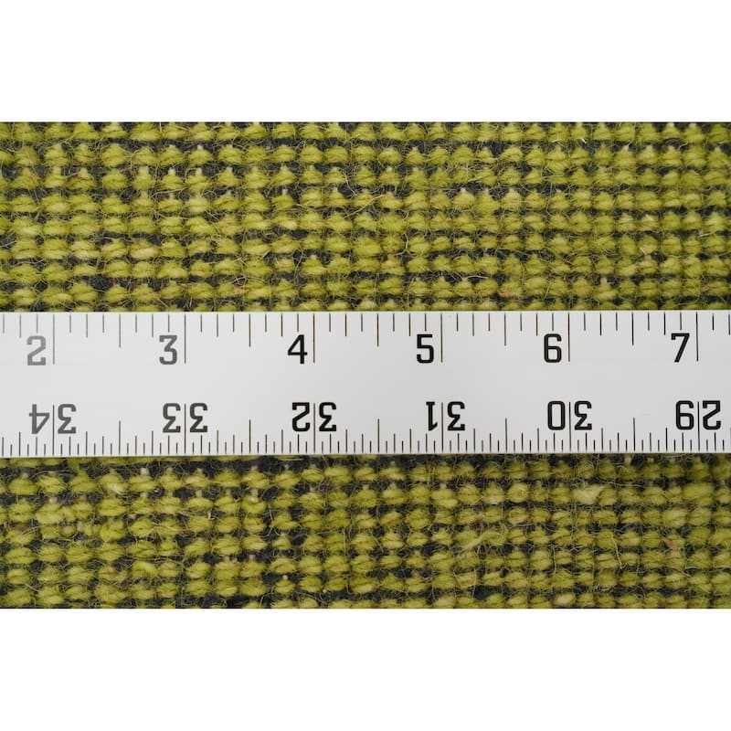 Hand Knotted Oriental 100% Wool Carpet Modern Stripe Green Gabbeh Area Rug - 6' 8'' X 4' 11''