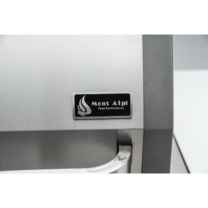 Mont Alpi MAi805-DFC 44-inch 6-Burner Deluxe Stainless Steel Outdoor Kitchen Island Grill + Fridge Cabinet + Granite Countertops