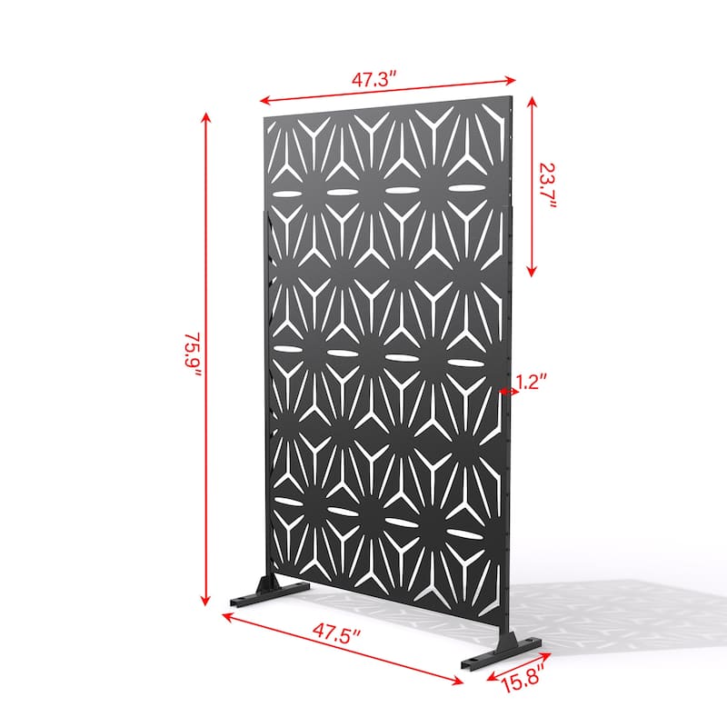 Outdoor Privacy Screen with Stand for Patio Garden Metal Fence
