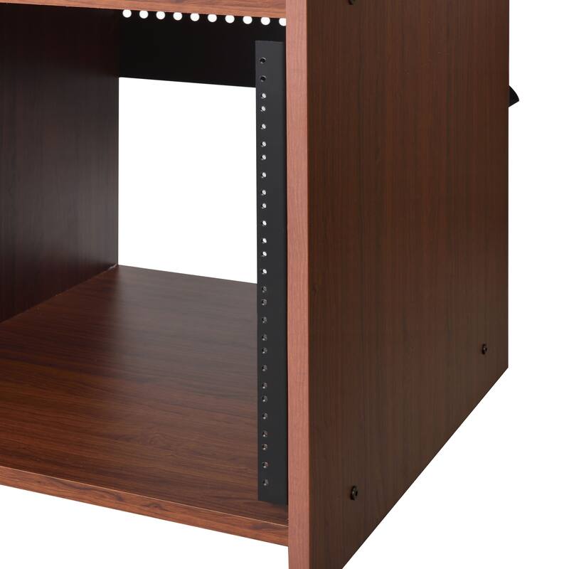 Rectangular Music Desk with Earphone Rack, Multiple Storage Shelves, and Scratch-Resistant Finish for Workspaces