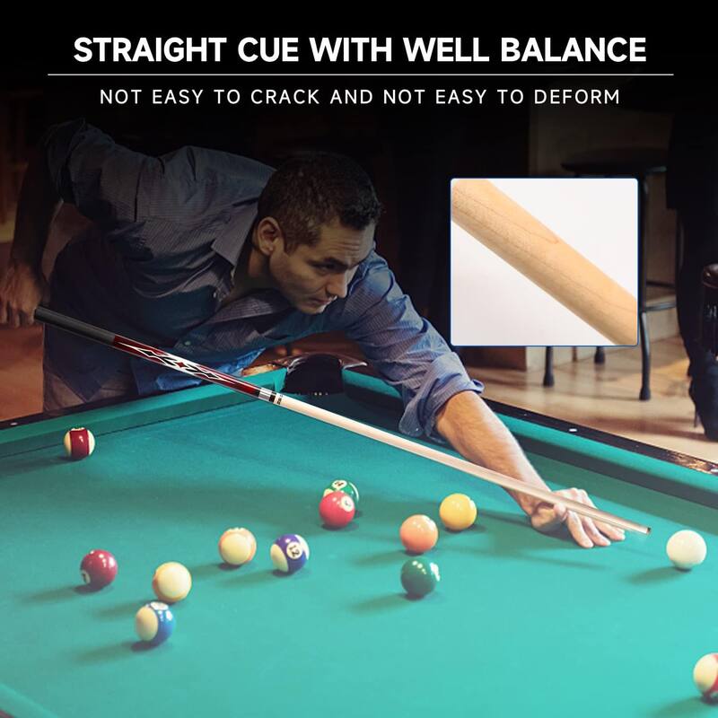 GSE™ 58" 2-Piece Canadian Maple Hardwood Billiard Pool Cue Stick for Men/Women.Great for House Game Room or Commercial Bar Use