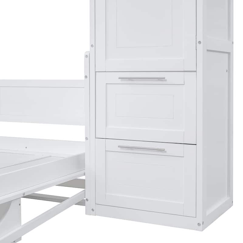 Murphy Bed with Built-in Shelf and Drawers