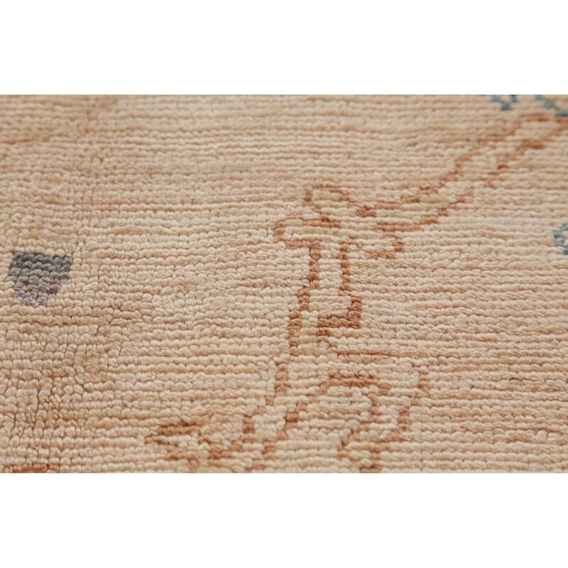 Hand Knotted Oriental 100% Wool Carpet Transitional All-Over Beige & Ivories Oushak Area Rug - 8' 5'' X 6' 6''