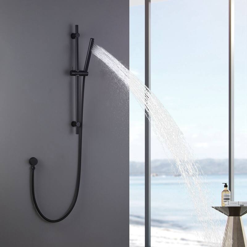 3-Spray Function Hand Shower With Slide Bar Kit In Matte Black - Matte Black