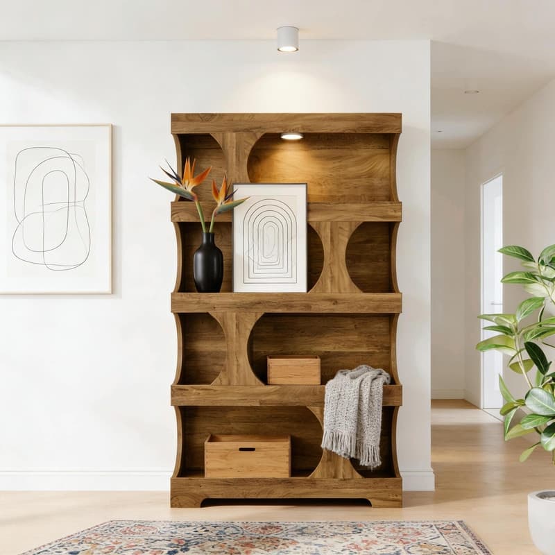 Tall 4-Tier S-Shaped Bookcase
