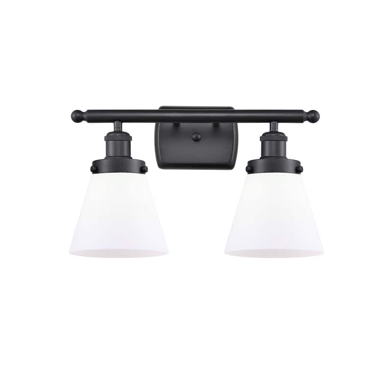 Innovations Lighting Small Cone 2 Light 16" Wide Vanity Light - Matte Black / Matte White