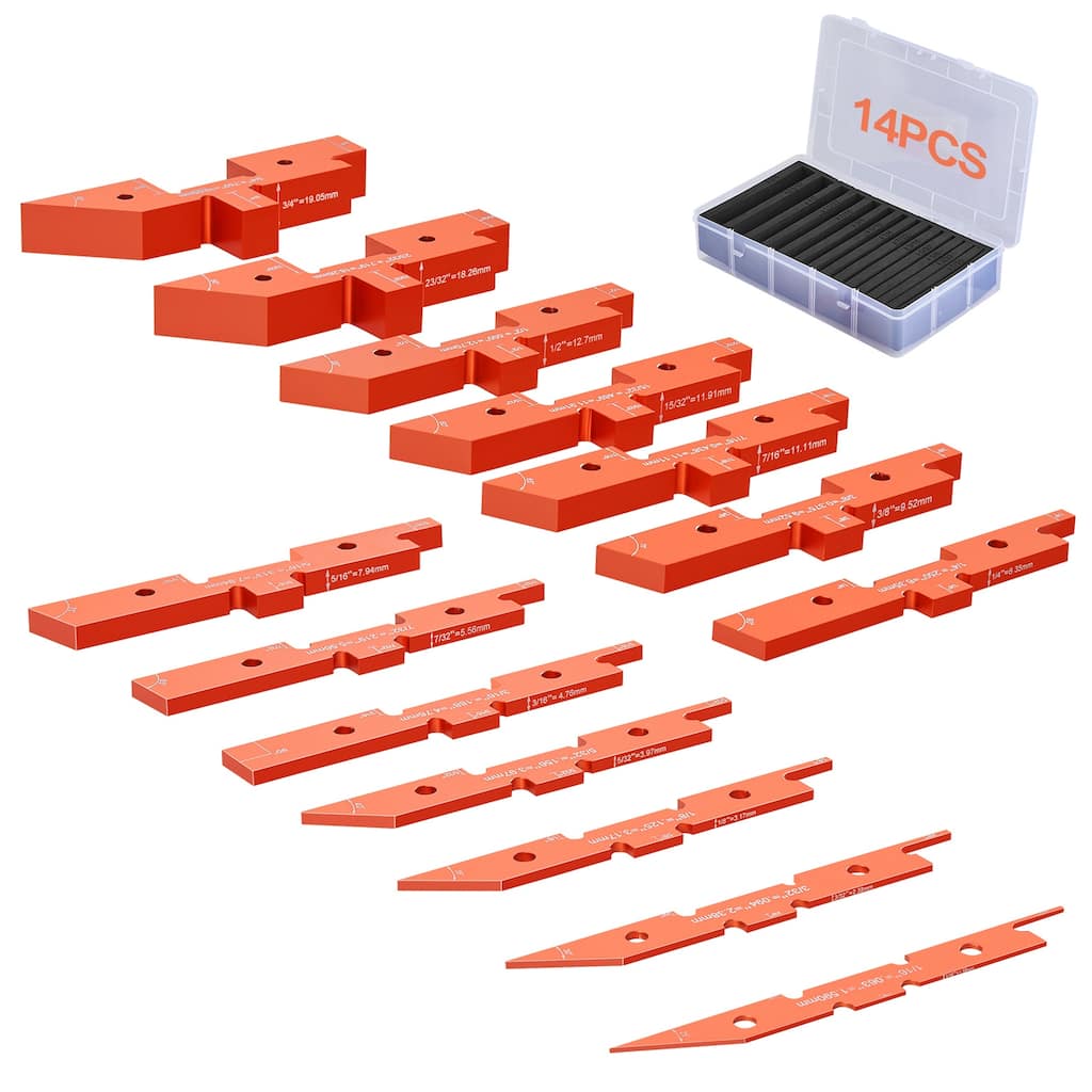 UIMOSO Router Table Adjustment Bars, 14-piece Set, Durable Aluminum Construction Blocks for Measuring Depths, Heights