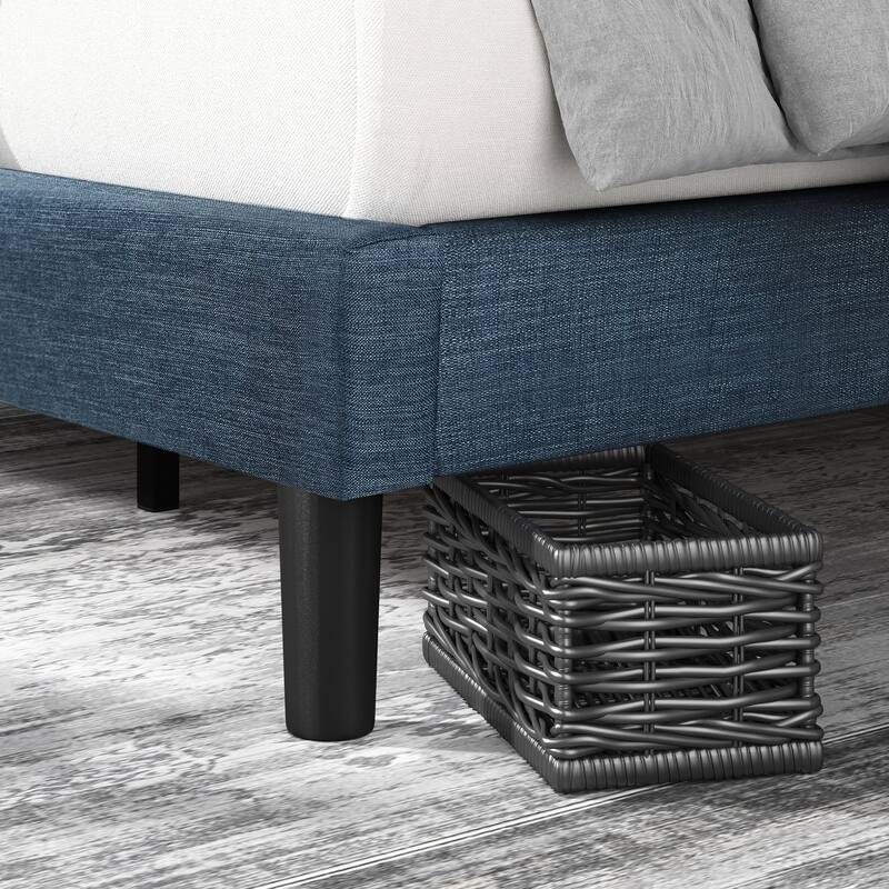 Priage by ZINUS Navy Upholstered Button Tufted Platform Bed Frame