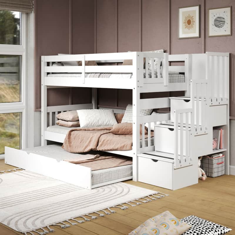 Taylor & Olive Trillium Twin over Twin Stairway Bunk Bed, Twin Trundle