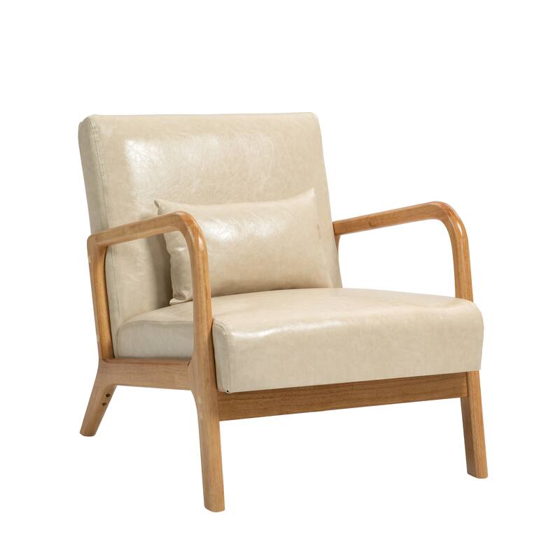 Mid Century Solid Wood Upholstered Accent Chair