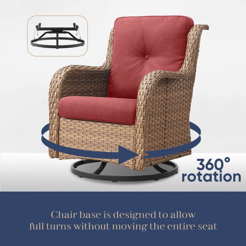 Outdoor Swivel Rocker Wicker Patio Chairs Set of 3
