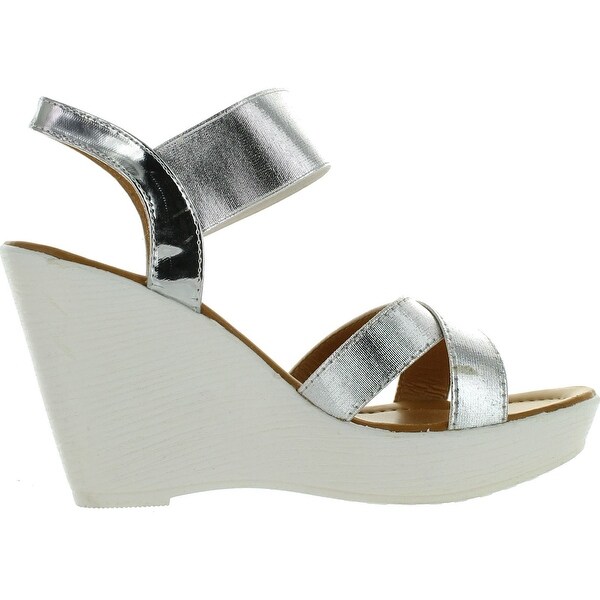 silver open toe wedges