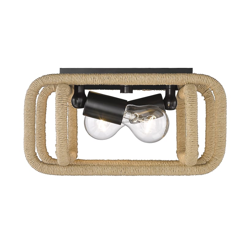Camden 11.5" Wide 2-Light Flush Mount with Rattan Shade