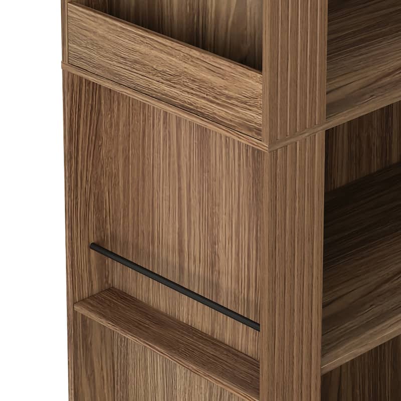 78.74" Mid-Century Modern 4-Tier Tall Arched Storage Bookcase with Open Display Shelf