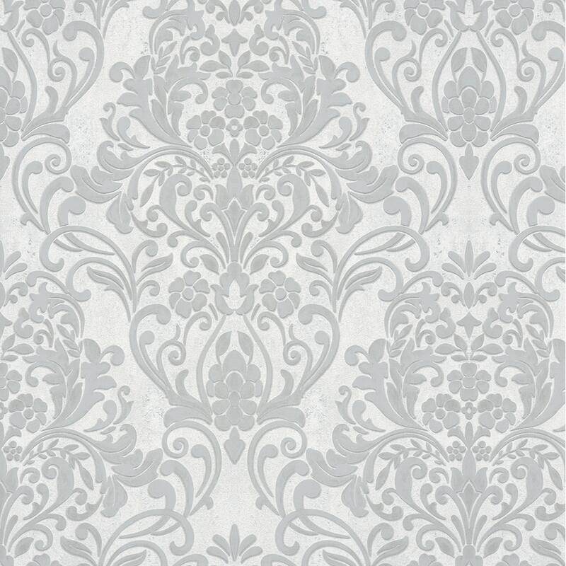 Advantage Anders Silver Damask Wallpaper