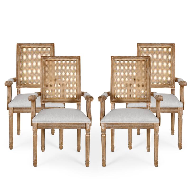 Maria Wood and Cane Upholstered Dining Chair by Christopher Knight Home - 23.75" L x 23.75" W x 39.75" H