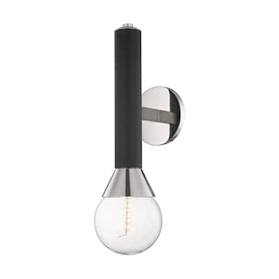 Mitzi by Hudson Valley Via 1-light Polished Nickel Wall Sconce with Black Accents