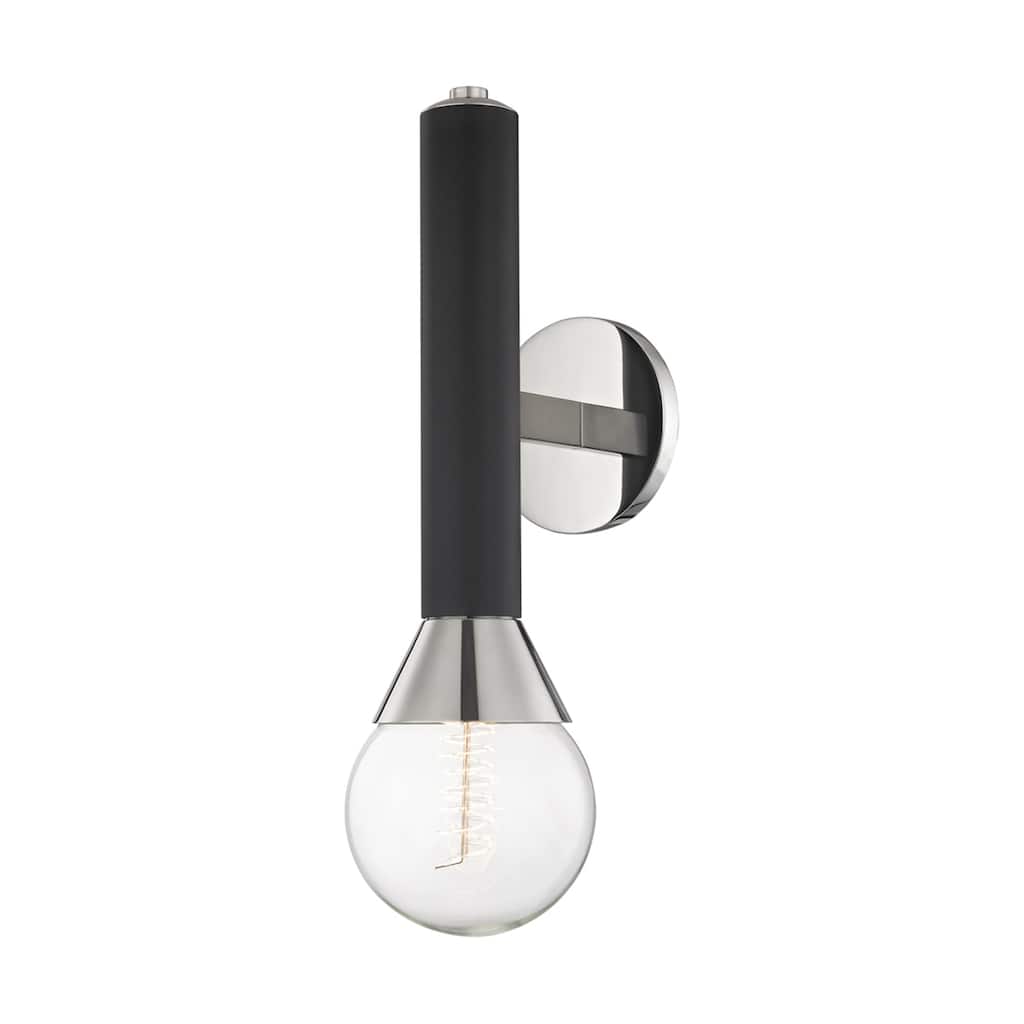 Mitzi by Hudson Valley Via 1-light Polished Nickel Wall Sconce with Black Accents
