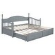 preview thumbnail 16 of 25, Wooden Twin Size Daybed with Twin Size Trundle, Extendable Daybed with Two Storage Drawers, Espresso