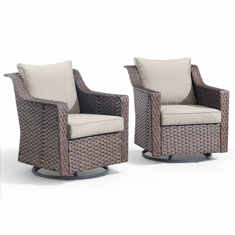 Gymojoy Outdoor Wicker Swivel Glider Chairs with Cushions