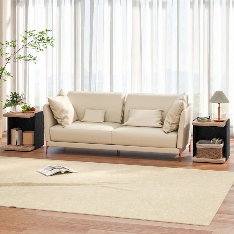 Costway 2-Tier Sofa Side Table set of 1/2 with Open Storage Shelf