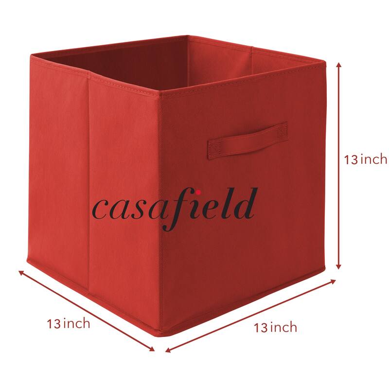 Set of 12 Collapsible Fabric Cubes 13in Storage Bins Red - 13" x 13" x 13"