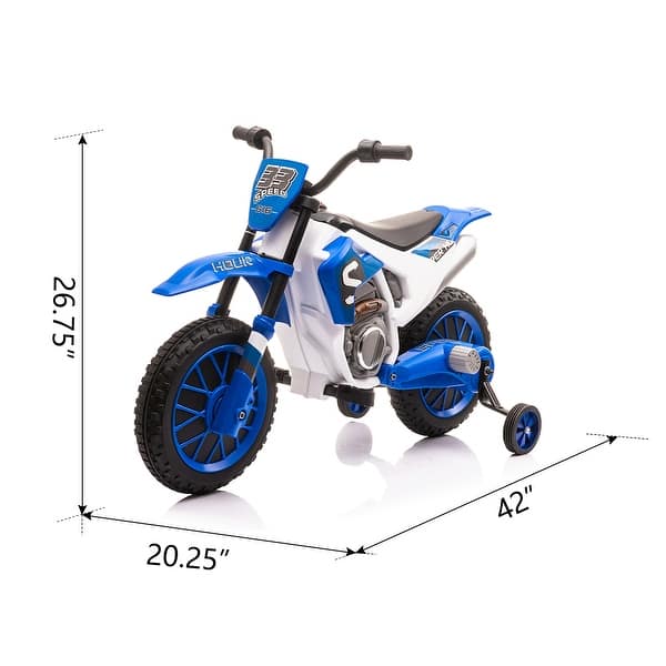 dimension image slide 2 of 3, 12V Kids Motorcycle Ride-On with Durable Build, Training Wheels, and Comfortable Seating for Ages 3-6