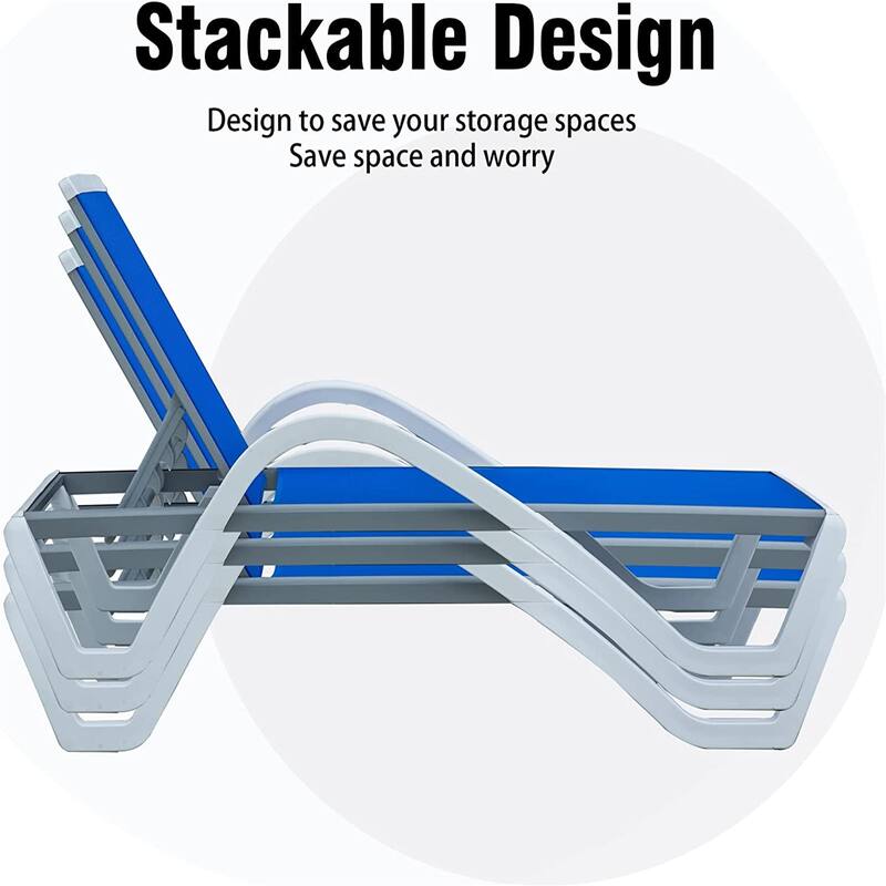 GDFStudio - Patio Chaise Lounge Adjustable Aluminum Pool Lounge Chair with Arm, All-Weather for Outdoor