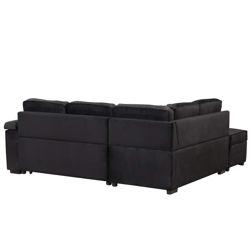 84.75'' L-Shaped 5 Seater Sectional Sleeper Sofa Bed with Storage Ottoman and Pull-Out Bed, Perfect for Living Room