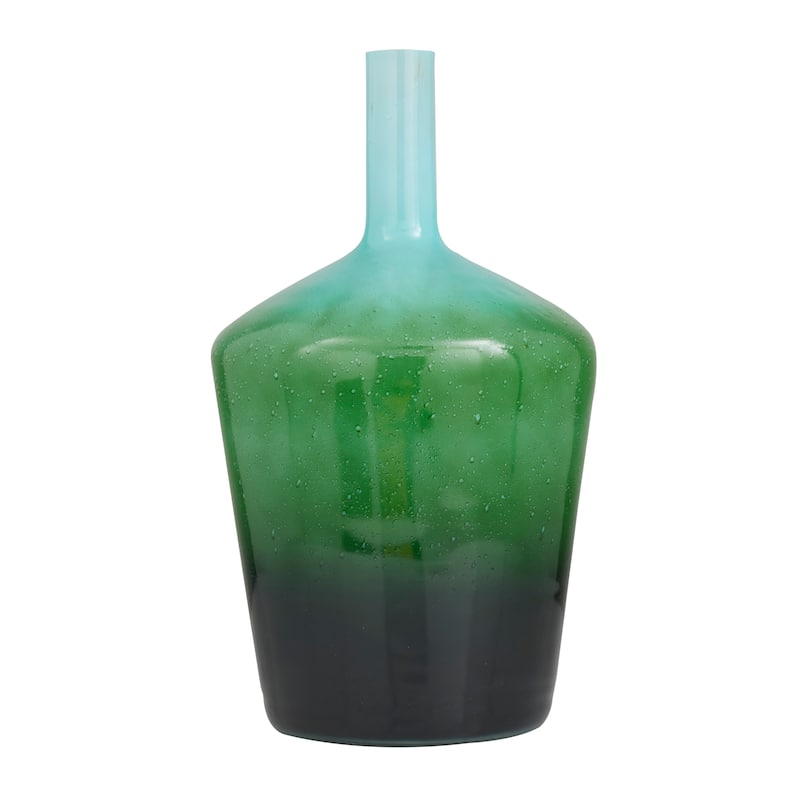 Green Glass Ombre Decorative Vase