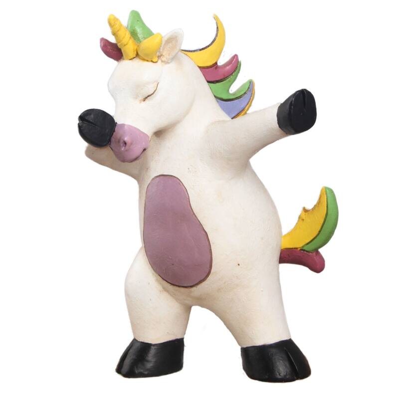 10" Unicorn Dabbing Outdoor Garden Statue