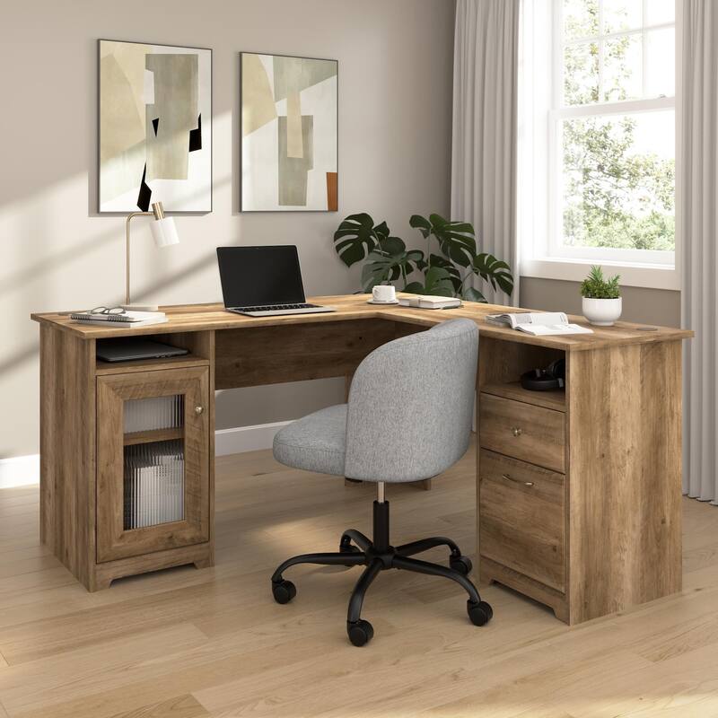 Cabot 60W L Shaped Computer Desk with Storage by Bush Furniture