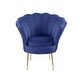 preview thumbnail 16 of 21, Angelina Velvet Scalloped Back Barrel Accent Chair w/ Metal Legs