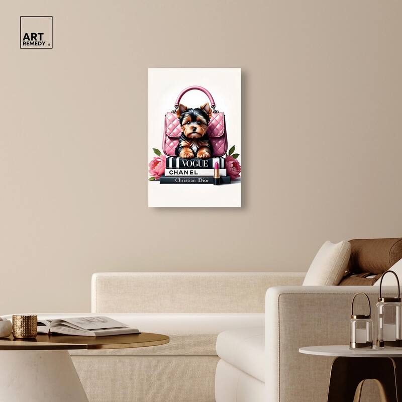 Fashionable Yorkie Canvas by Art Remedy, Gallery Wrapped