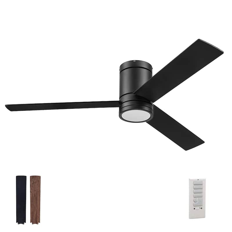 52" Prominence Home Espy Matte Black Indoor LED Ceiling Fan with Light, Remote Control