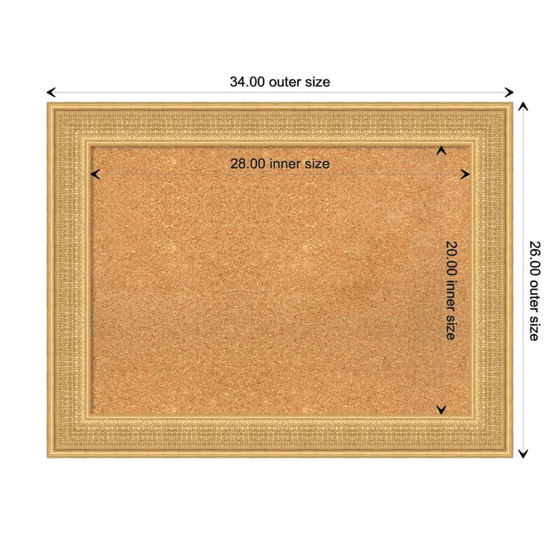 Trellis Wood Framed Natural Corkboard Bulletin Board - Trellis Gold - Board Size 28x20