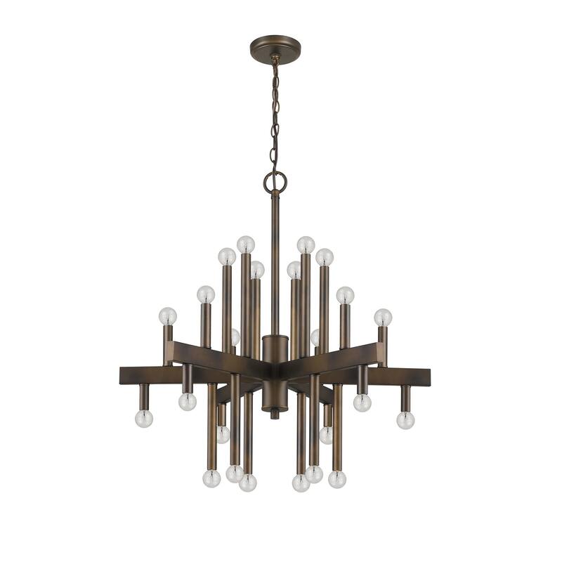 HomeRoots Brown Candle Style Multi Light Metal Dimmable Chandelier - 28' X '28.25' X '28