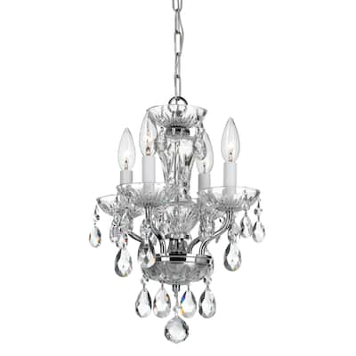 Traditional Crystal 4 Light Chrome Mini Chandelier - 11'' W x 15'' H