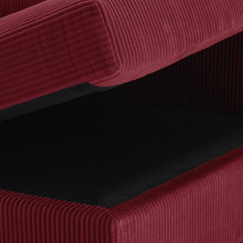 Modern Corduroy Indoor Chaise Lounge Couch with Pillows
