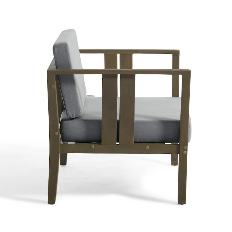 Casual 29"W Outdoor Patio Armchair Set In Solid Teak Wood with Cushion