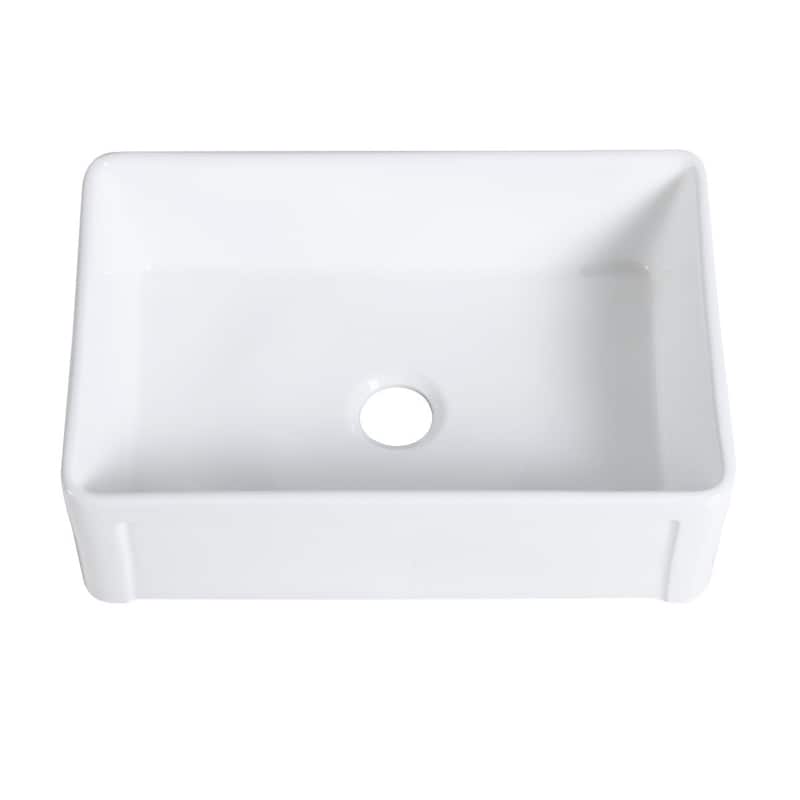 White Rectangular Geneva Farmhouse Undermount Porcelain Kitchen Sink 30" Renovators Supply